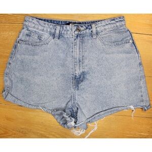 Missguided High Rise Distressed Vintage Wash Jean Cheeky Shorties 6 28 Preowned